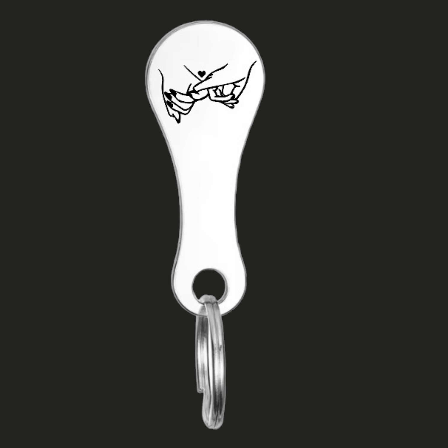 Breloc Inox — Mâini Întrețesute — breloc gravat din inox